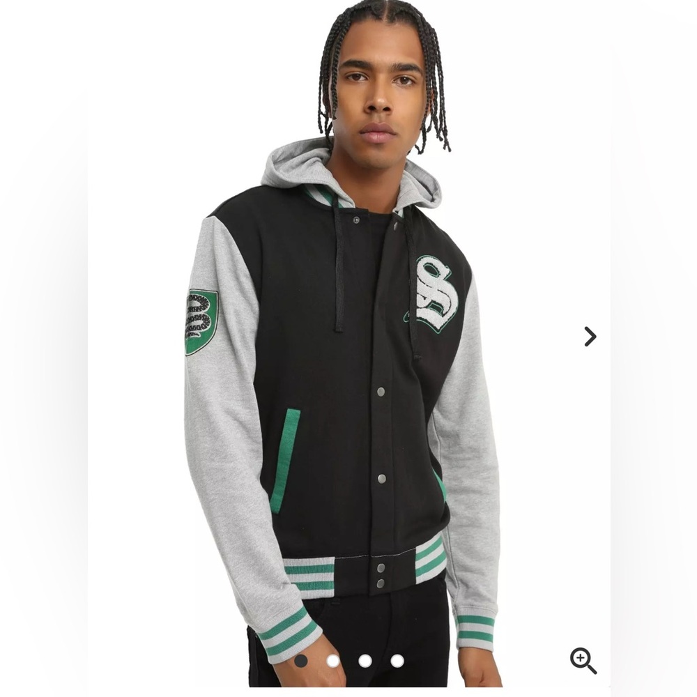 Harry Potter Slytherin House Hooded Varsity Jacket Lightweight Men's Size Medium